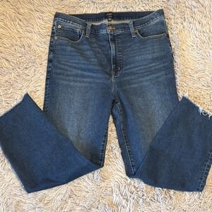 J.Crew Stovepipe Jeans High Rise Straight Leg Raw Hem Dark Wash Size 31